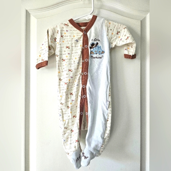 Vitamins Baby Kids One Piece Pajama - Cream and Brown - Picture 1 of 7